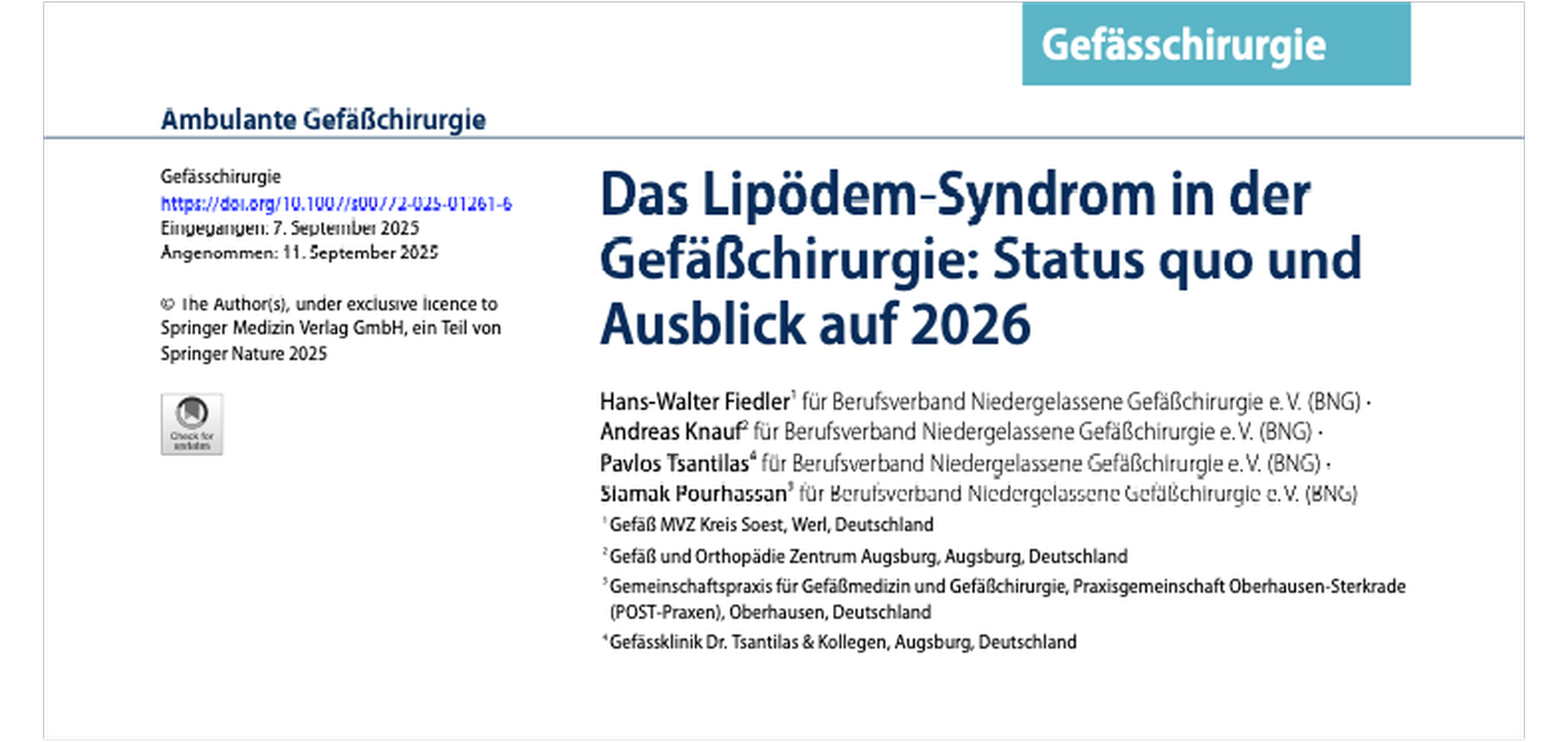 „Das Lipödem-Syndrom in der Gefäßchirurgie: Status quo und Ausblick auf 2026“